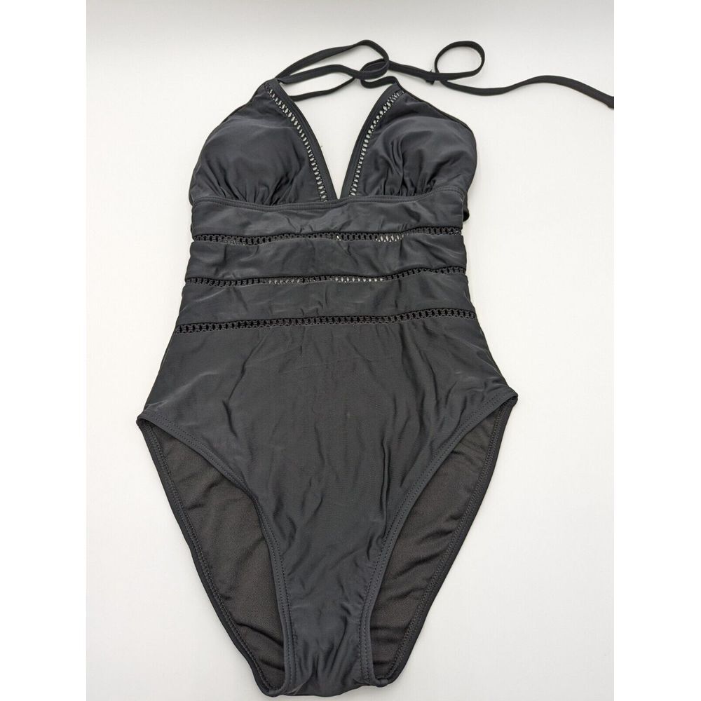 Plunge V Neck Hollow Out Swimsuit Tempt Me Women's Size Small Black One Piece‎